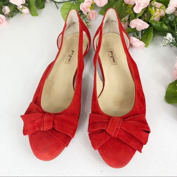 Paul Green red flat suede shoes Austria size 5.5 - Picture 2 of 8